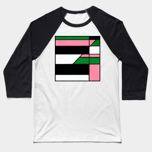 Pink Green Black White Geometric Abstract Acrylic Painting Baseball T-Shirt